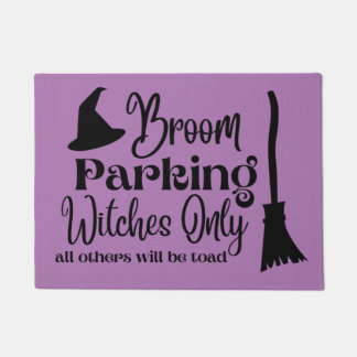 Broom Parking Witches Only Halloween Doormat