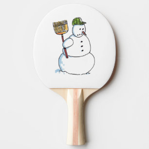 Broom Snowman ping pong paddle