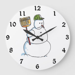 Broom Snowman wall clock