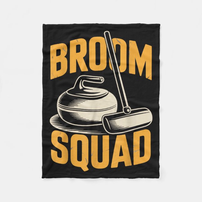 Broom Squad Ice Sweeng Rock Stone Sliding Curling  Fleece Blanket (Front)