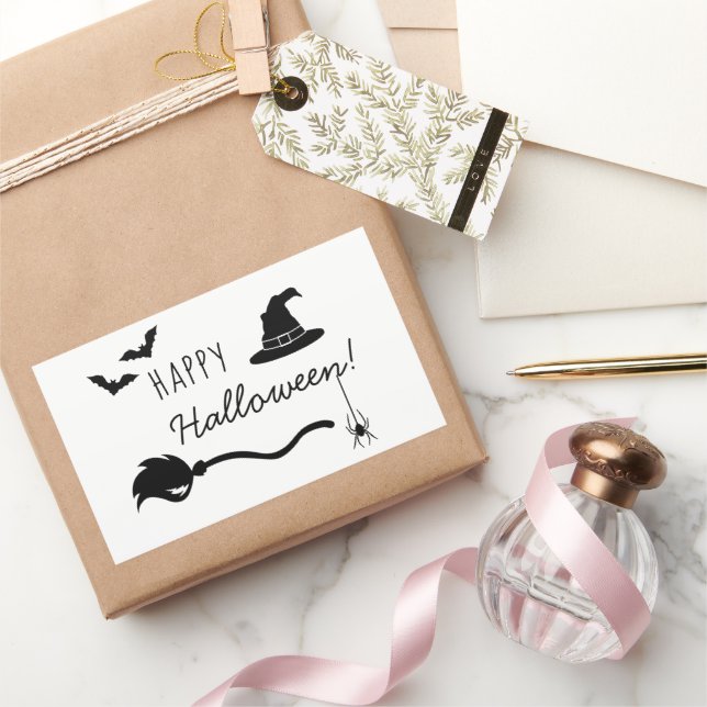 Broom, Witch's Hat, Bats And Spider Halloween Sticker (Gifting)