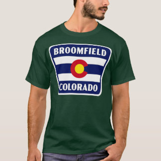 Broomfield Colorado Retro Flag Badge Blue T-Shirt