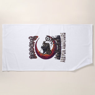 Brooms Amateurs Grim Reaper Motorcycle Halloween R Beach Towel