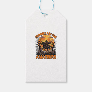Brooms Are Amateurs Halloween Witch Horse Moon Gra Gift Tags