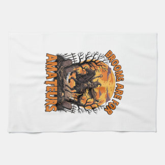 Brooms Are Amateurs Halloween Witch Horse Moon Gra Kitchen Towel