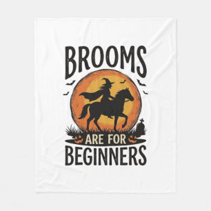 Brooms Are for Beginners Vintage Halloween Witch D Fleece Blanket