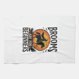 Brooms Are for Beginners Vintage Halloween Witch D Kitchen Towel
