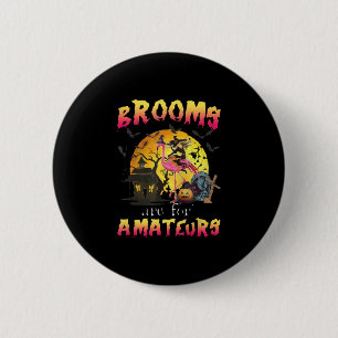 Brooms Are For Flamingo Halloween 2 Inch Round Button