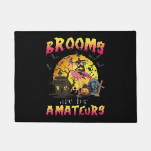 Brooms Are For Flamingo Halloween Doormat