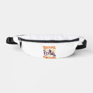 Brooms Flying Sweeping Halloween Witch Moon Bats Fanny Pack