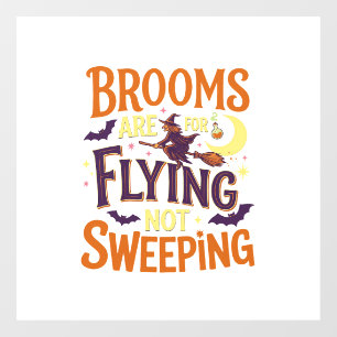 Brooms Flying Sweeping Halloween Witch Moon Bats Window Cling
