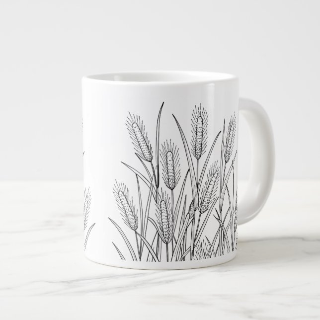 Broomsedge - Andropogon virginicus - Native Plants Large Coffee Mug (Front Right)