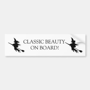Broomstick Witch Halloween   Funny Beauty on Board Bumper Sticker
