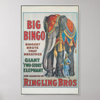 Bros Big Bingo l'éléphant Poster du Cirque