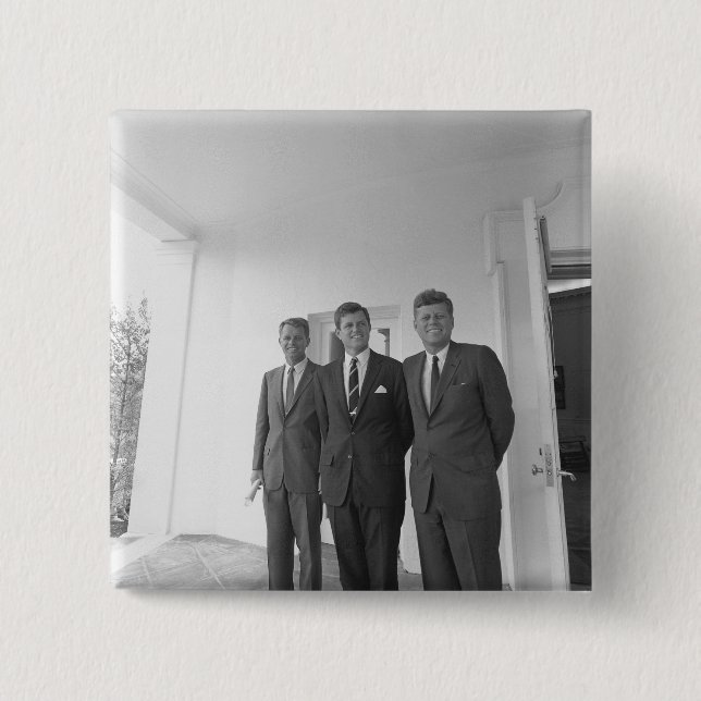 Bros, President John Kennedy,  Robert & Ted 2 Inch Square Button (Front)