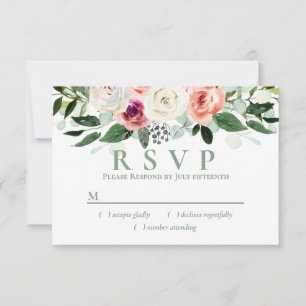 Brosse blanche Sage Peach Floral RSVP
