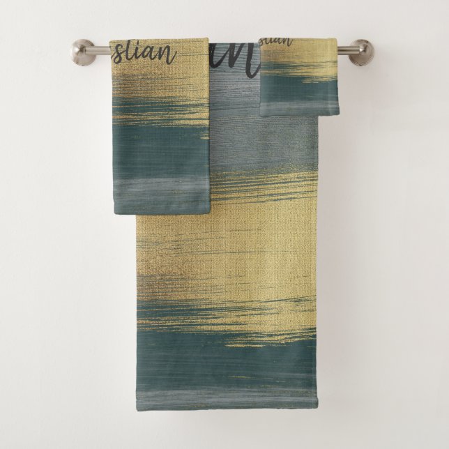 Brosse contemporaine en vert, gris et or (En situation)