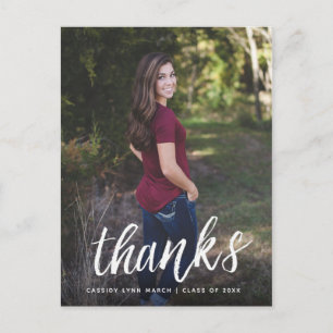 Brosse Script Merci carte postale / Blanc