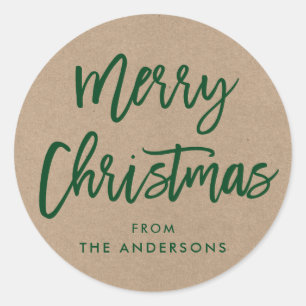 Brosse Script Sticker cadeau Kraft Green