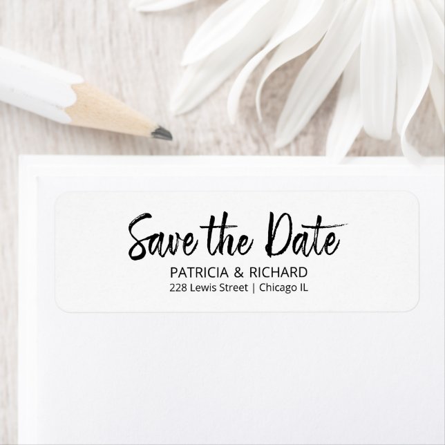 Brosse Script Wedding Enregistrer La Date Adresse  (En situation)
