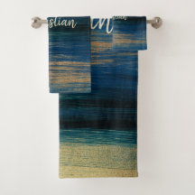 Brosse tendance en vert, bleu et or
