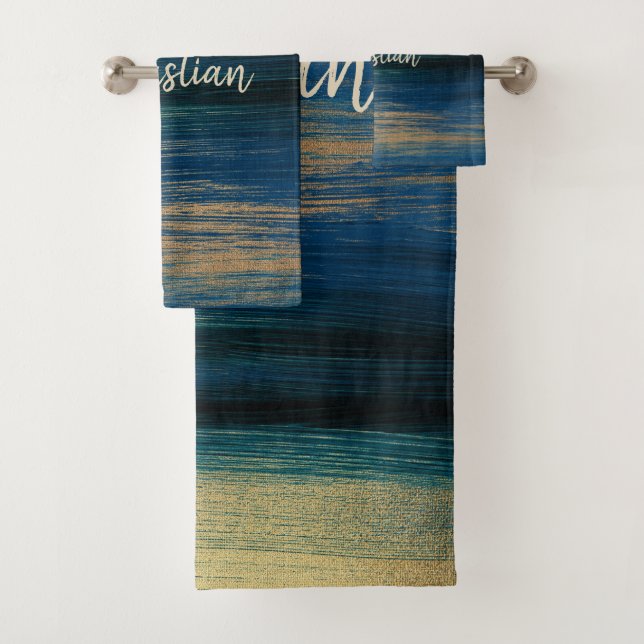 Brosse tendance en vert, bleu et or (En situation)