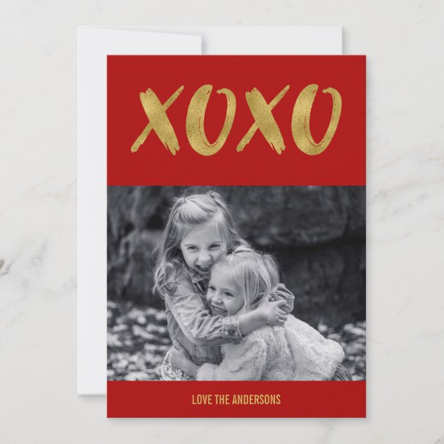 Brossé XOXO Gold Foil Valentin Carte photo (Devant)