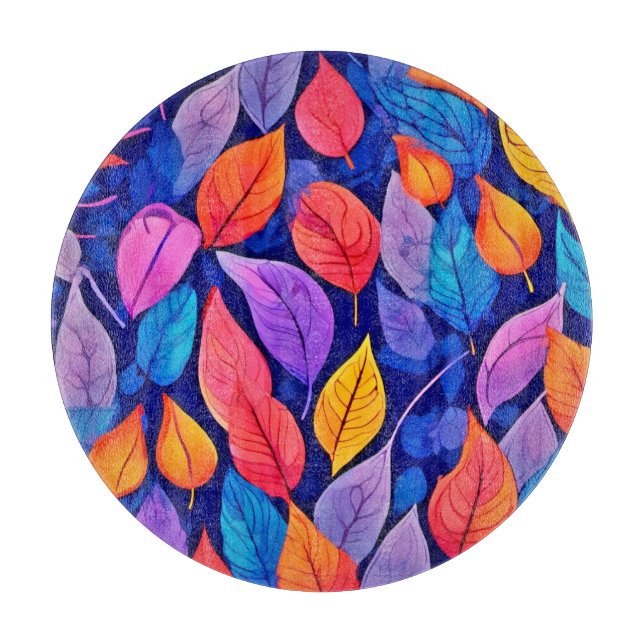 Brothel style: Vibrant Leaf Patterns Cutting Board (Front)