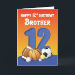 Brother 12th Birthday Sports Balls Card<br><div class="desc">Standing behind the different sports balls is the number 12 to indicate the age you brother will be when he celebrates his birthday soon. You should get your hands on this card today to give him.</div>