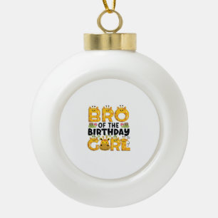 Brother 1st Birthday Girl Giraffe Theme Party Zoo Ceramic Ball Christmas Ornament