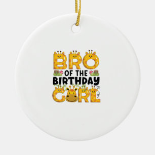 Brother 1st Birthday Girl Giraffe Theme Party Zoo Ceramic Ornament