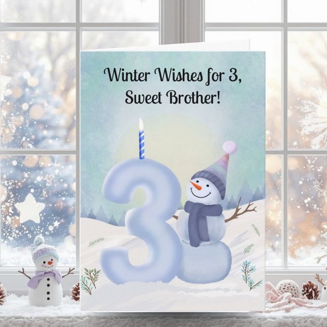 Brother 3rd Birthday Snowman Snowy Three Card (Creator Uploaded)