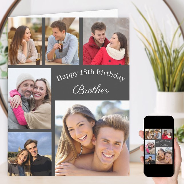 Brother 6 Photo Collage Any Age Big Birthday Card (Creator Uploaded)
