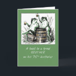 Brother 75th Birthday Frogs Toasting with Beer Card<br><div class="desc">Celebrate your brother’s 75th birthday with these two toads drinking beer over a barrel. This will surely send a happy reminder on your brother to enjoy the birthday and have fun! Cheers!
Vintage image courtesy of Clipart.</div>