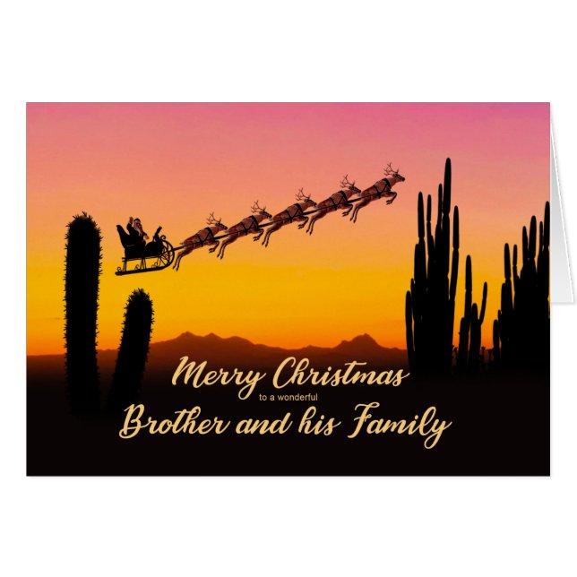 Brother and Family Christmas Santa Over Desert (Front Horizontal)
