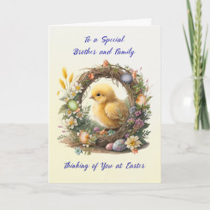 Brother and Family Easter Chick Grapevine Wreath Card