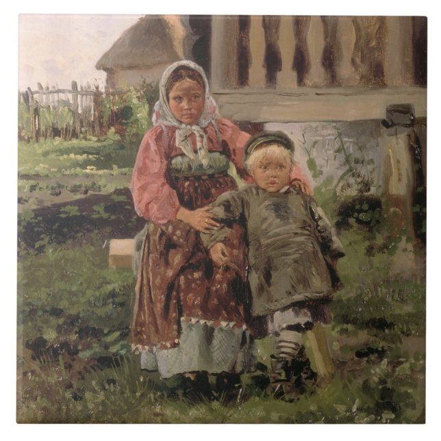 Brother and Sister, 1880 Tile (Front)
