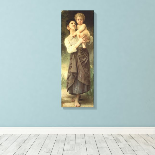 Brother and Sister by William Adolphe Bouguereau Canvas Print (Insitu(Wood Floor))