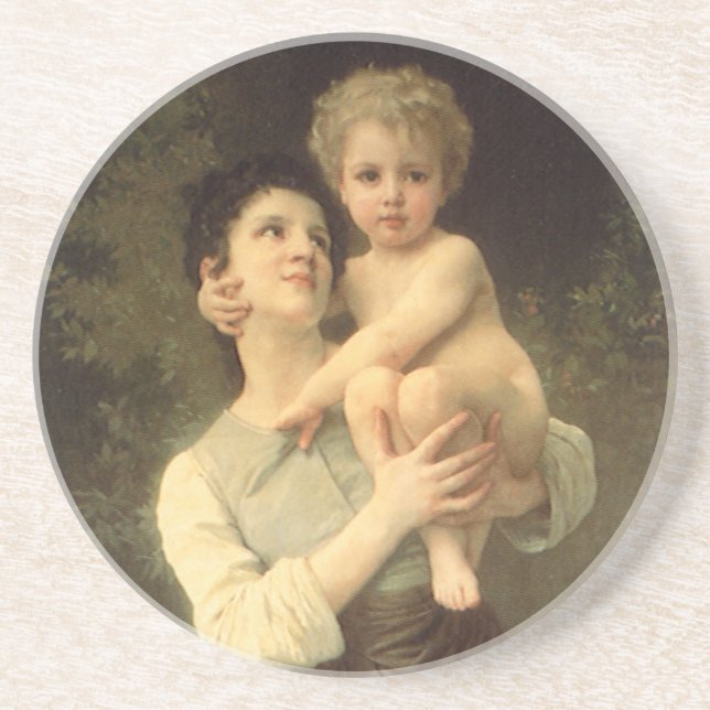 Brother and Sister by William Adolphe Bouguereau Coaster (Front)