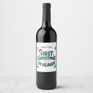 Brother and Sister First Christmas in Heaven Wine Label