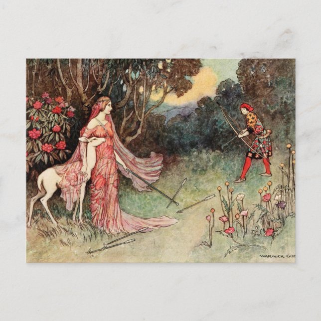 Brother and sister Grimm - Warwick Goble fairytale Postcard (Front)