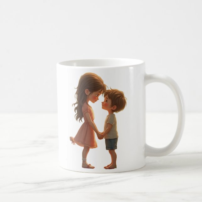 Brother and Sister Hug – Heartwarming Siblings Des Coffee Mug (Right)