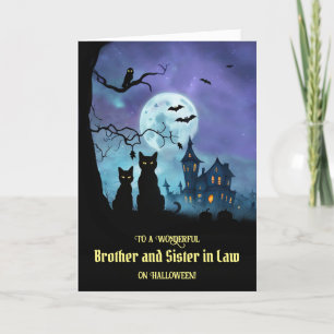 Brother and Sister in Law Happy Halloween Cute Cat Card