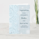 Brother and Sister in Law Wedding Congratulations Card<br><div class="desc">Congratulations on your wedding day card for brother and sister in law with snowflakes and swirls,  and sentimental verse,  perfect for a winter wedding.</div>