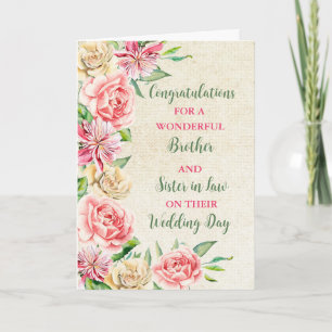 Brother and Sister in Law Wedding Congratulations Card