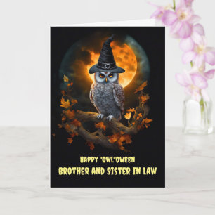 Brother and Sister in Law Wife Cute Owl Halloween  Card