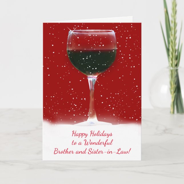 Brother and Sister In Law Wine Happy Holidays Card (Front)