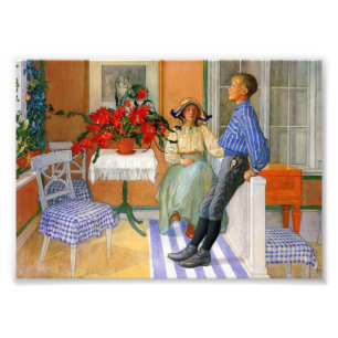 Brother and Sister in the Sunroom 1911 Photo Print