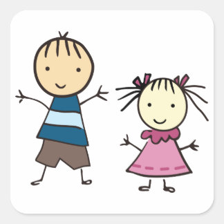 Brother And Sister Square Sticker