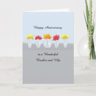 Brother and Wife Wedding Anniversary Flowers Card